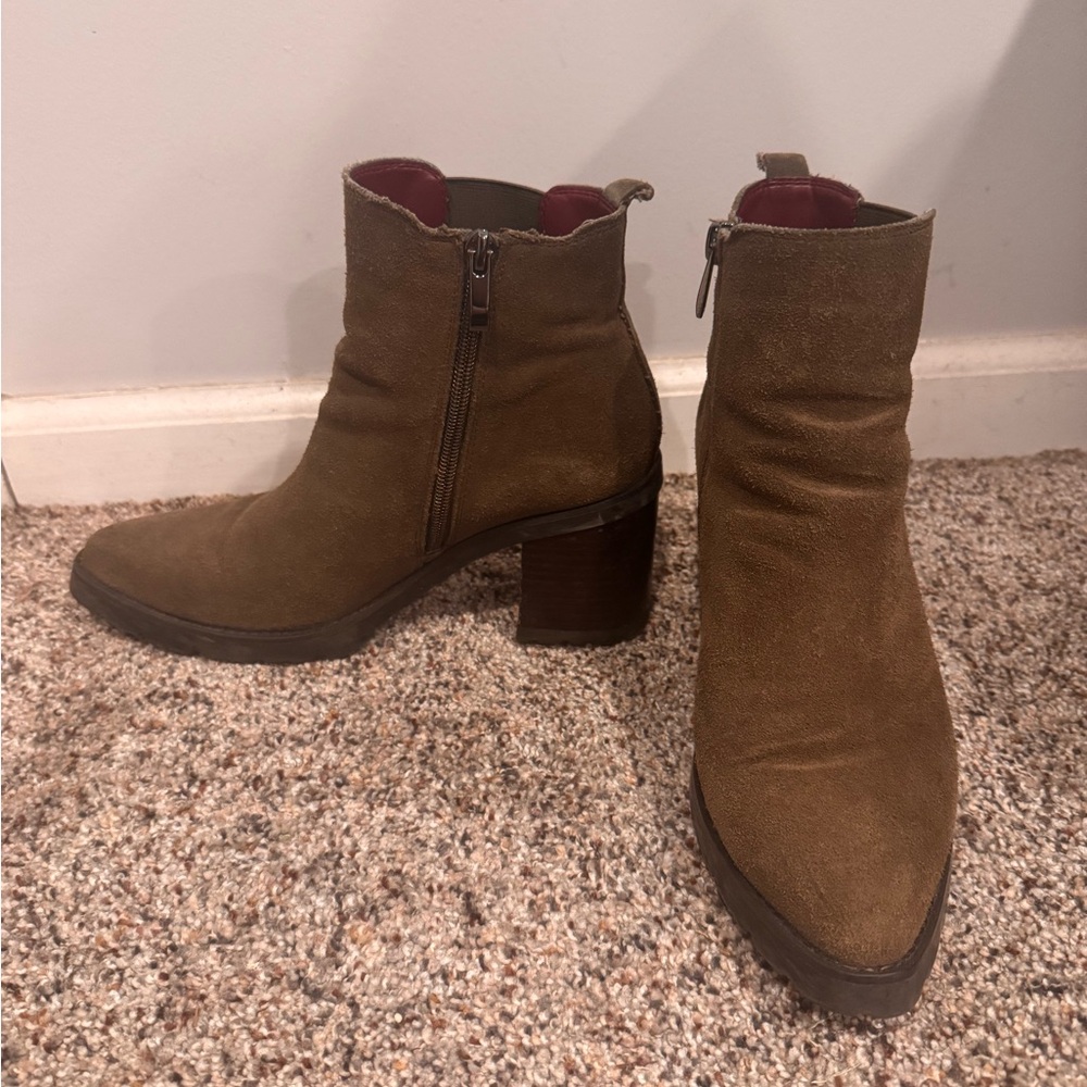 Army Green Suede Ankle Boots